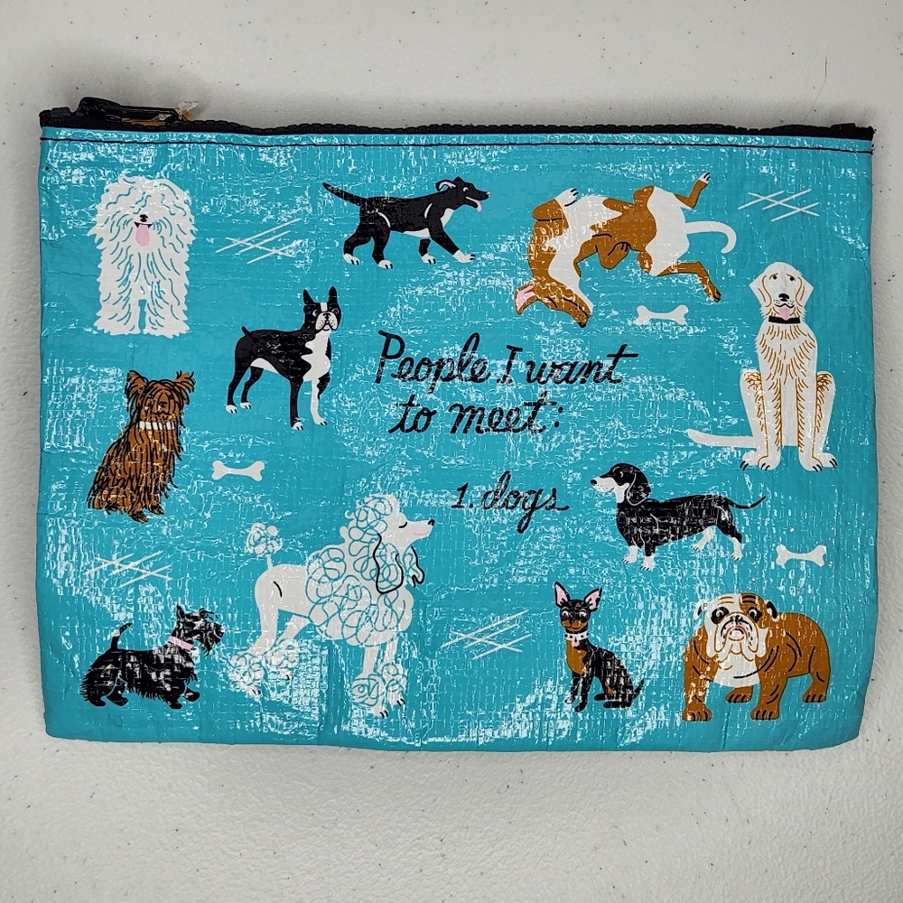 NWT Blue Q Zipper Pouch "People I Want to Meet: Dogs"
